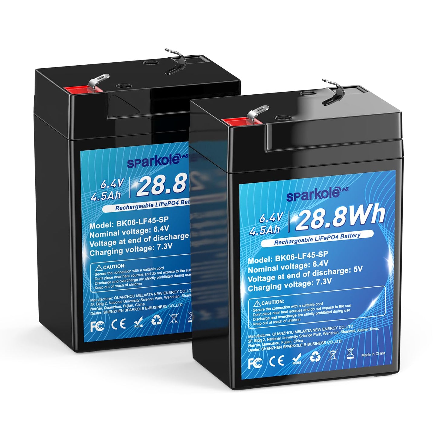 6V 4.5Ah LiFePO4 Battery 2 Pack, Intelligent BMS Rechargeable Lithium Iron Phosphate Battery for Ride On Toys/Deer Feeder/Emergency Lighting/Solar Systems//Electronic Scales, 2000 Times Deep Cycles