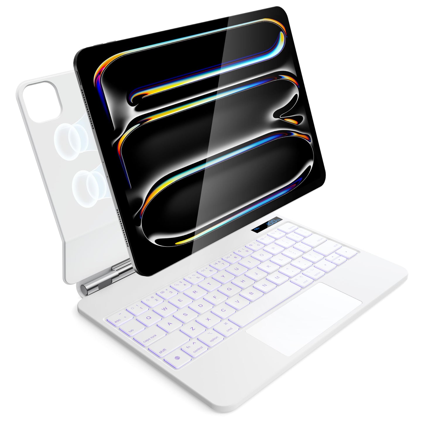 for iPad Pro 11 inch case with Keyboard M4 2024,Magic Keyboard iPad Pro 11 inch M4 2024,Magnetic Attach,Multi-Gesture Trackpad,7-Color Backlight,Shortcut Keys,Auto Sleep/Awake,White