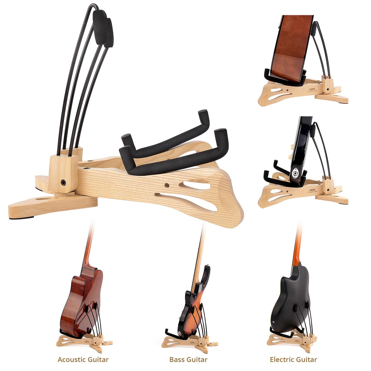 DIDA Acoustic Guitar Stand, Guitar Stand for Acoustic Holder, Folding Wooden Guitar Floor Stand with Non-slip Rubber and Soft Foam, Portable Musical Instrument Holder, Guitar Accessories (Ashwood)