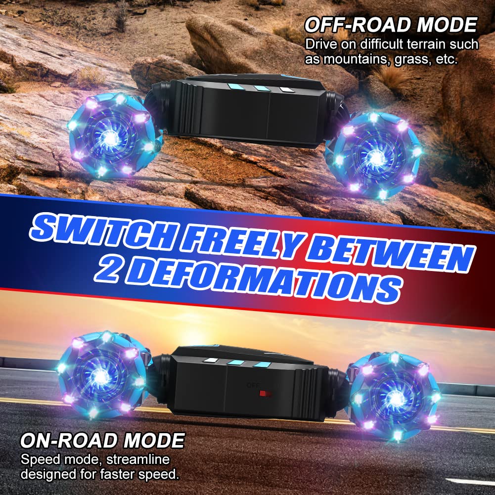 Remote Control Car Hand Controlled Gesture RC Stunt Car with Spray & Lights & Music for Kids 6-13 Years Old, 4WD 2.4GHz Off-Road Vehicle 360° Double Sided Rotation Crawler Toy Car Gifts for Boys Girls