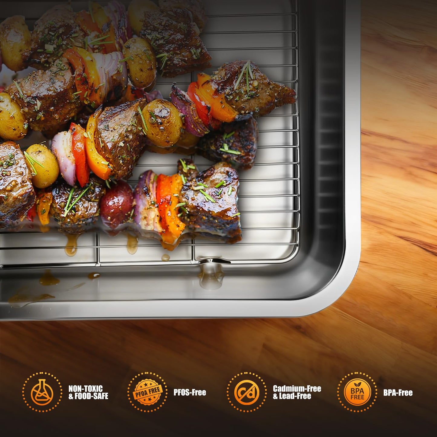 Stainless Steel Roasting Pan High Sided Easy to Clean Induction Roast Tray for Chicken