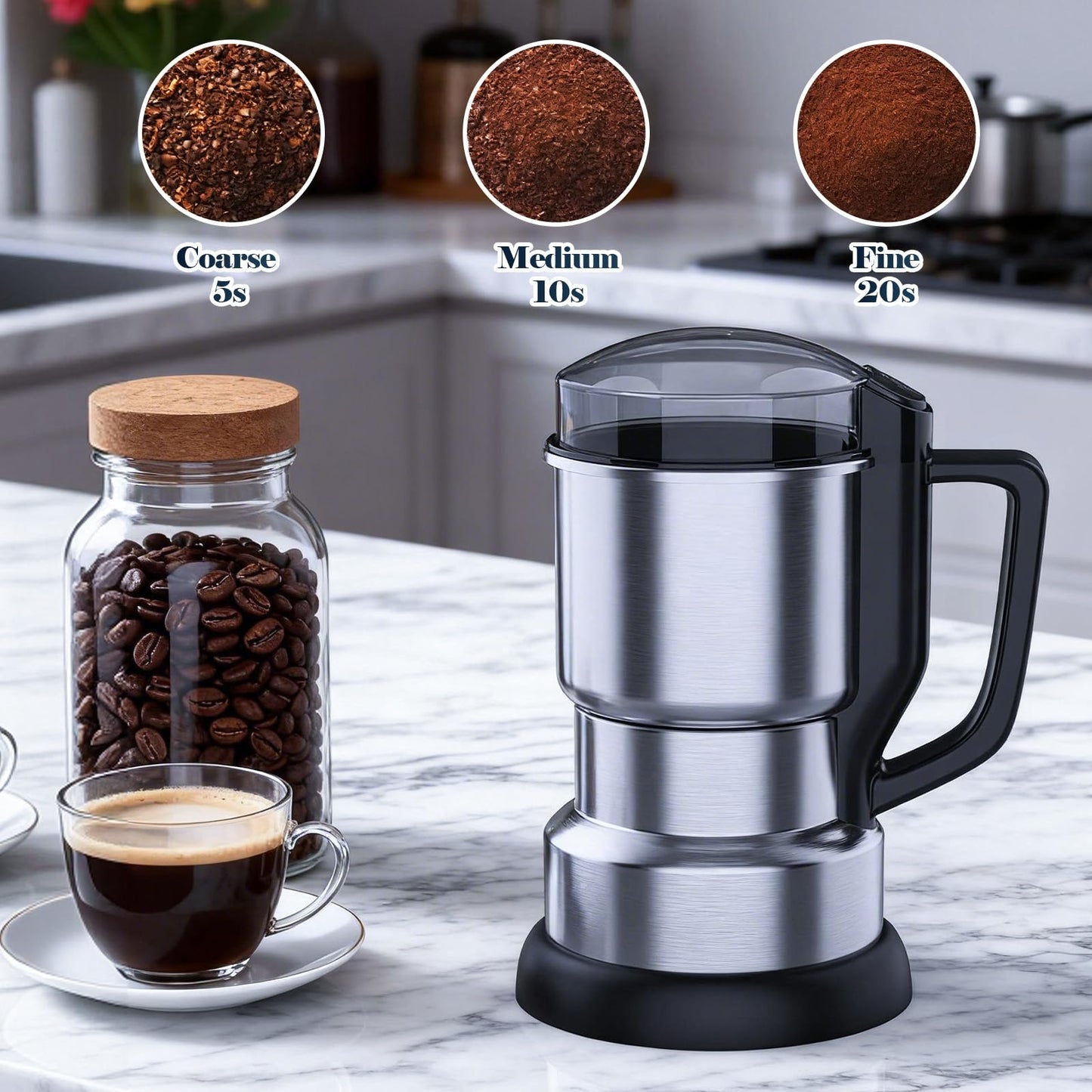 Electric Grain Grinder Mill,400g Grain Mill High Speed Commercial Spice Grinder，304 Stainless Steel Spice Herb Mill for Dry Cereals Grain Herb Spice Coffee Corn Bean