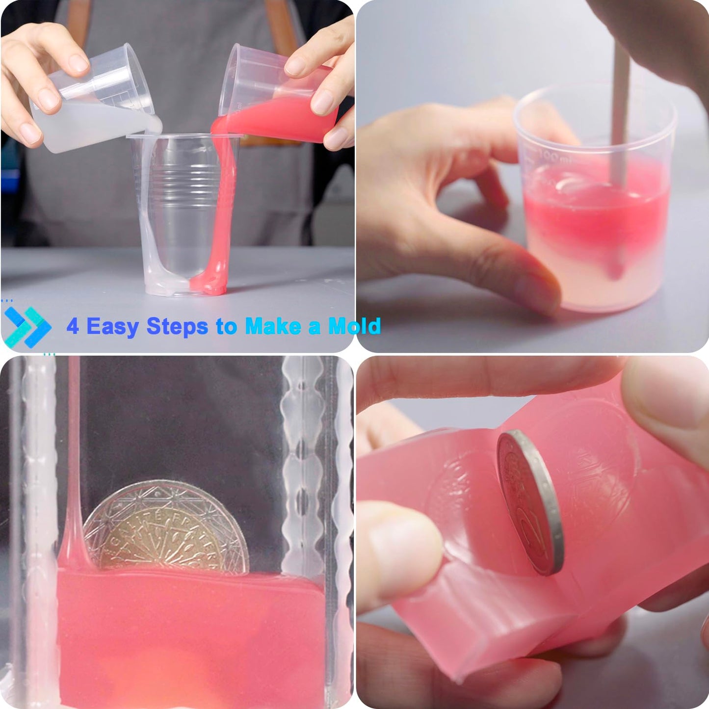 BBDINO Silicone Mold Making Kit 20A Silicone for Mold Making, Silicone Mold Making Translucent 38.8 Oz, 1A:1B by Volume, Liquid Silicone for Molds Making of Resin, Soap, Wax, Clay, Concrete etc.