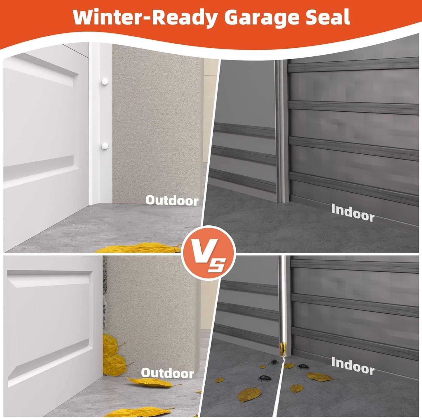 Apoctsddo Garage Door Seal Top and Sides, 34FT Garage Door Weather Stripping, Universal Weatherproofing Insulation Kit, Prevents Drafts, Easy Installation, Energy Saving Trim Seal