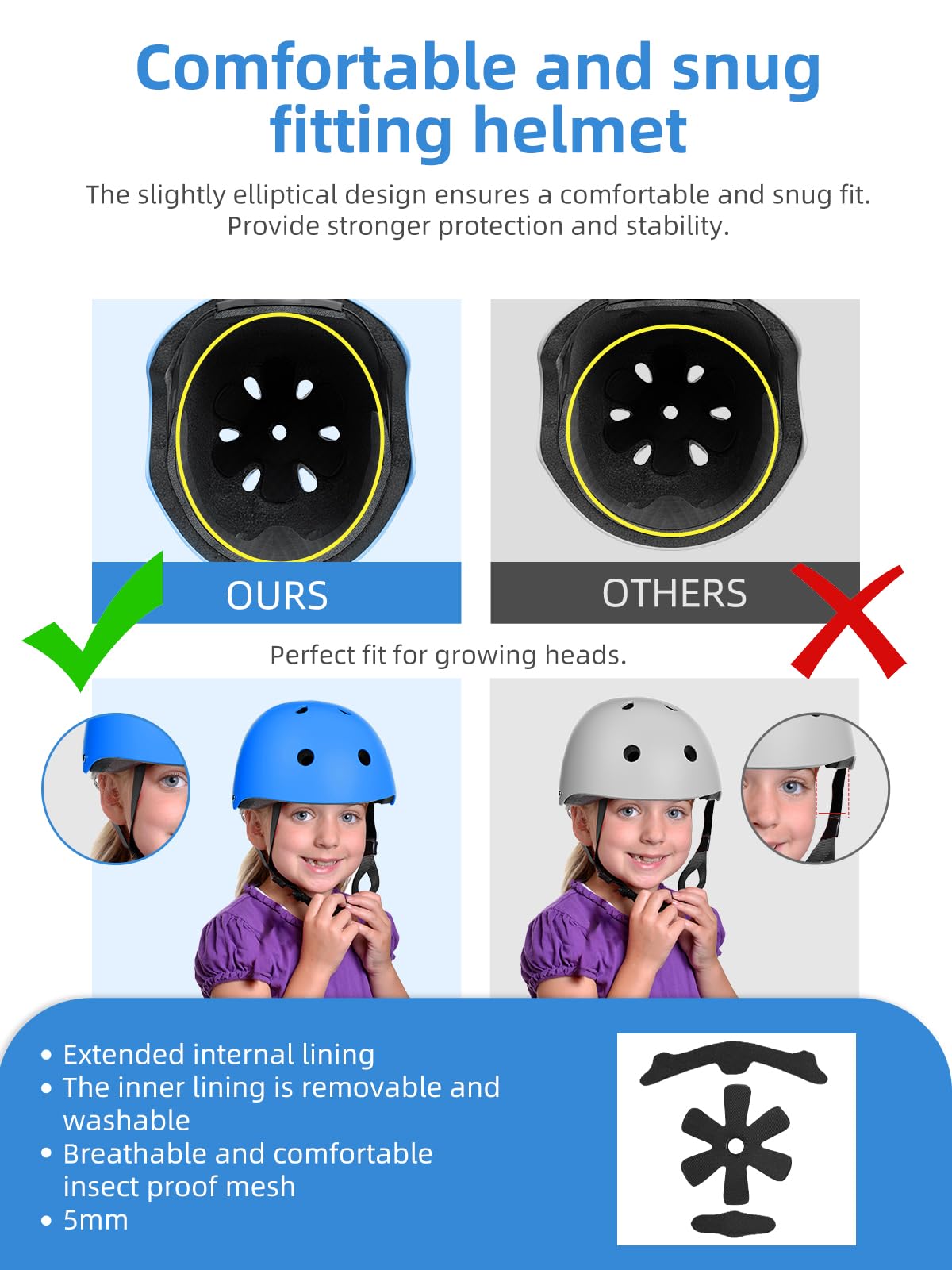 XJD Kids Helmet Toddlers Bike Helmet Age 3-13 Years Adjustable Skateboard Helmet for Cycle BMX Scooter Roller Skating for Children Boys/Girls (Blue, X-Small)