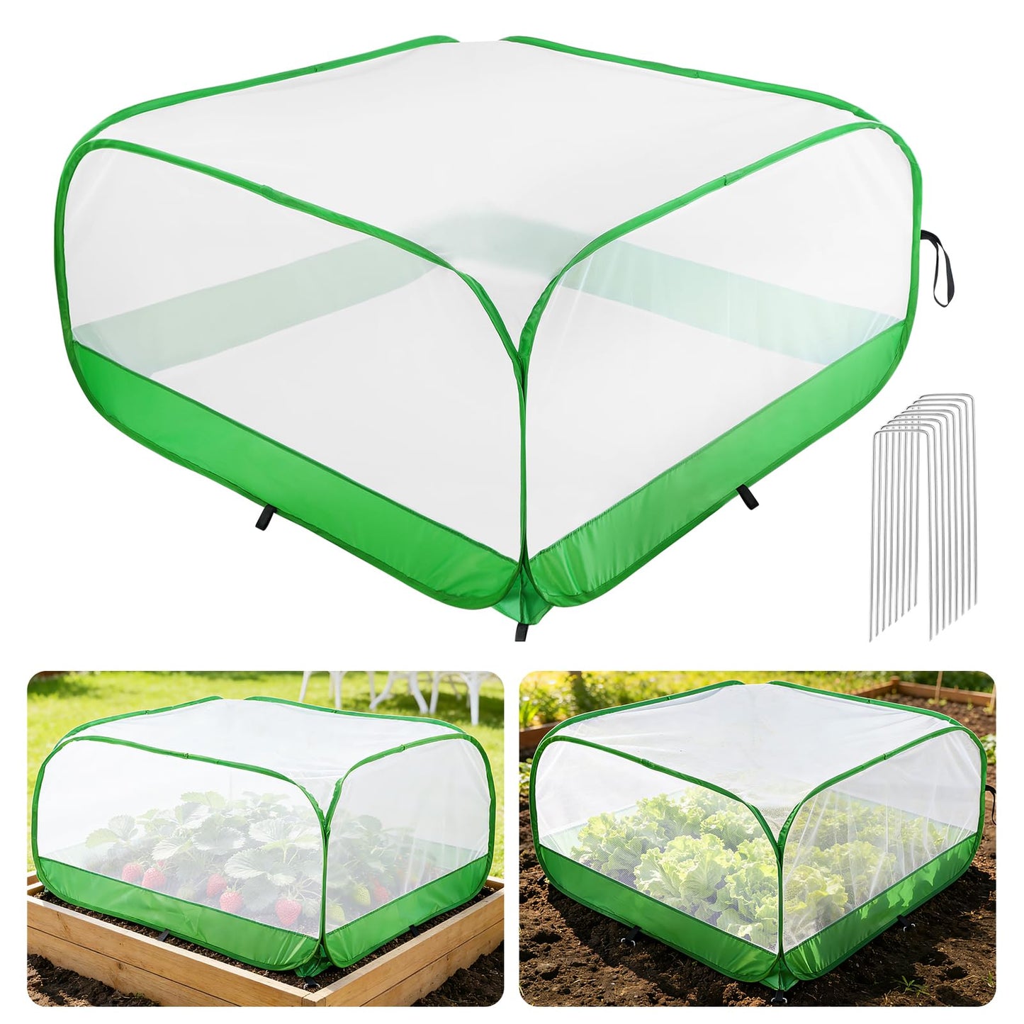 Upgraded Garden Netting - 3.3 × 3.3 × 1.65 FT Plant Covers Net for Square Raised Garden Bed, Ultra Fine Garden Mesh Netting Protection from Bird Pest Barrier Net Row Cover for Plant Fruit Vegetable