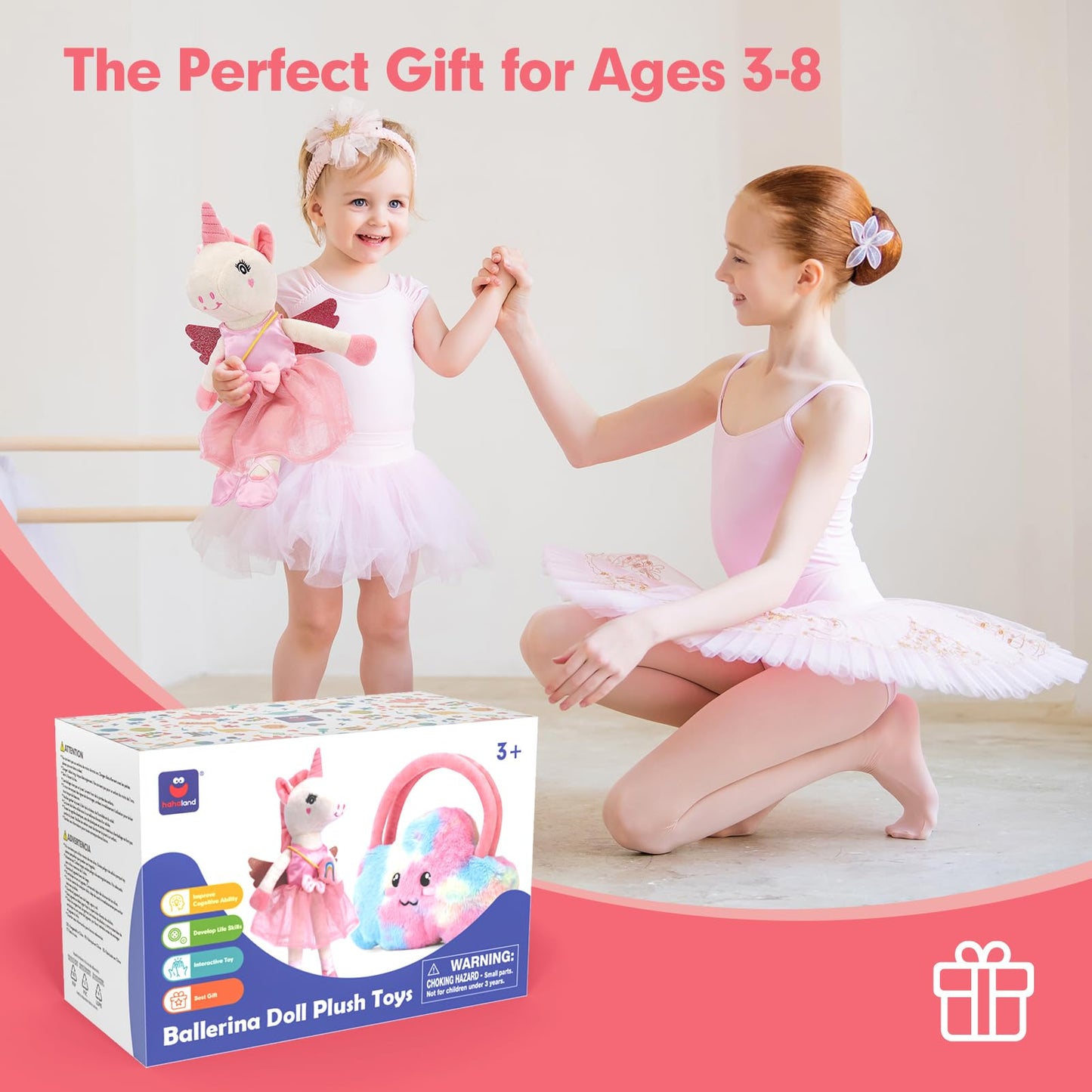 Unicorns Toys for Girls Age 4-6 Ballerina Doll Stuffed Animal Girl Toys Age 4-5 Ballet Dress up Doll 3 Set Clothes with Plush Bag 4 Year Old Girl Birthday Gifts 5 Year Old Girls Easter Basket Stuffers