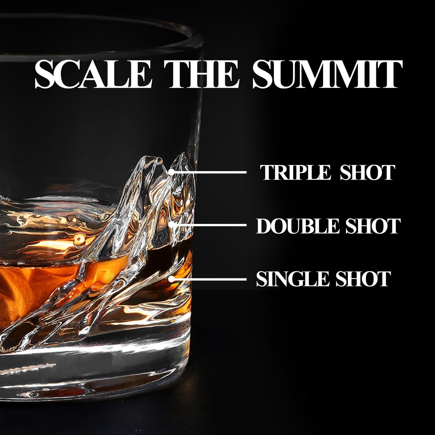 LIITON Grand Canyon Heavy Crystal Whiskey Glasses Gift Set of 2, Thick Freezable Bourbon Glass 1lb Each, Premium Whiskey Gifts for Men, Frozen Crystal Chills Cocktails, 10 oz
