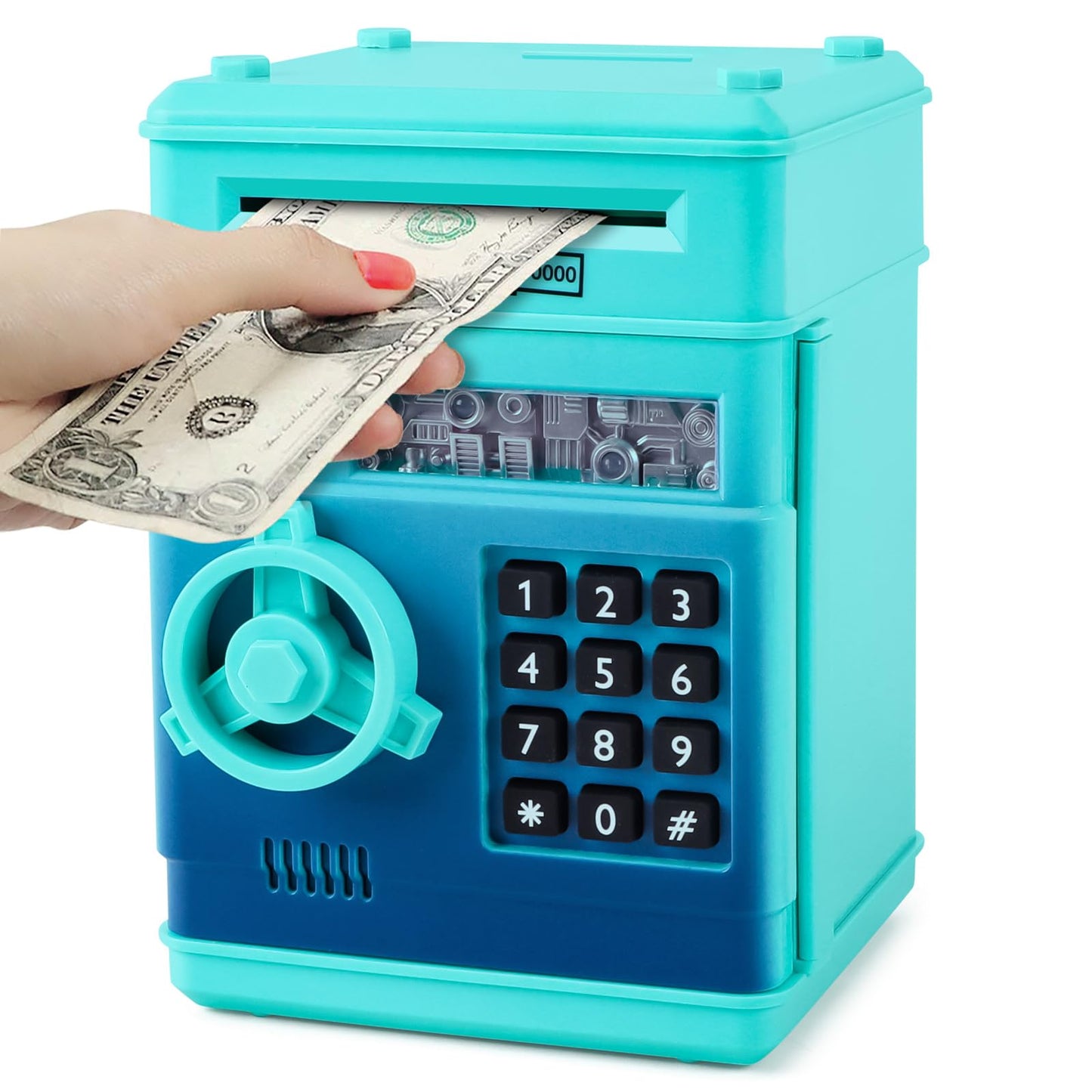 Refasy Boy Toys Age 6-8,Electronic Piggy Bank,Password Money Bank Toys for Kids,ATM Piggy Bank Money Saving Box,Birthday Xmas Gifts for Boys Girls(Blue Green)