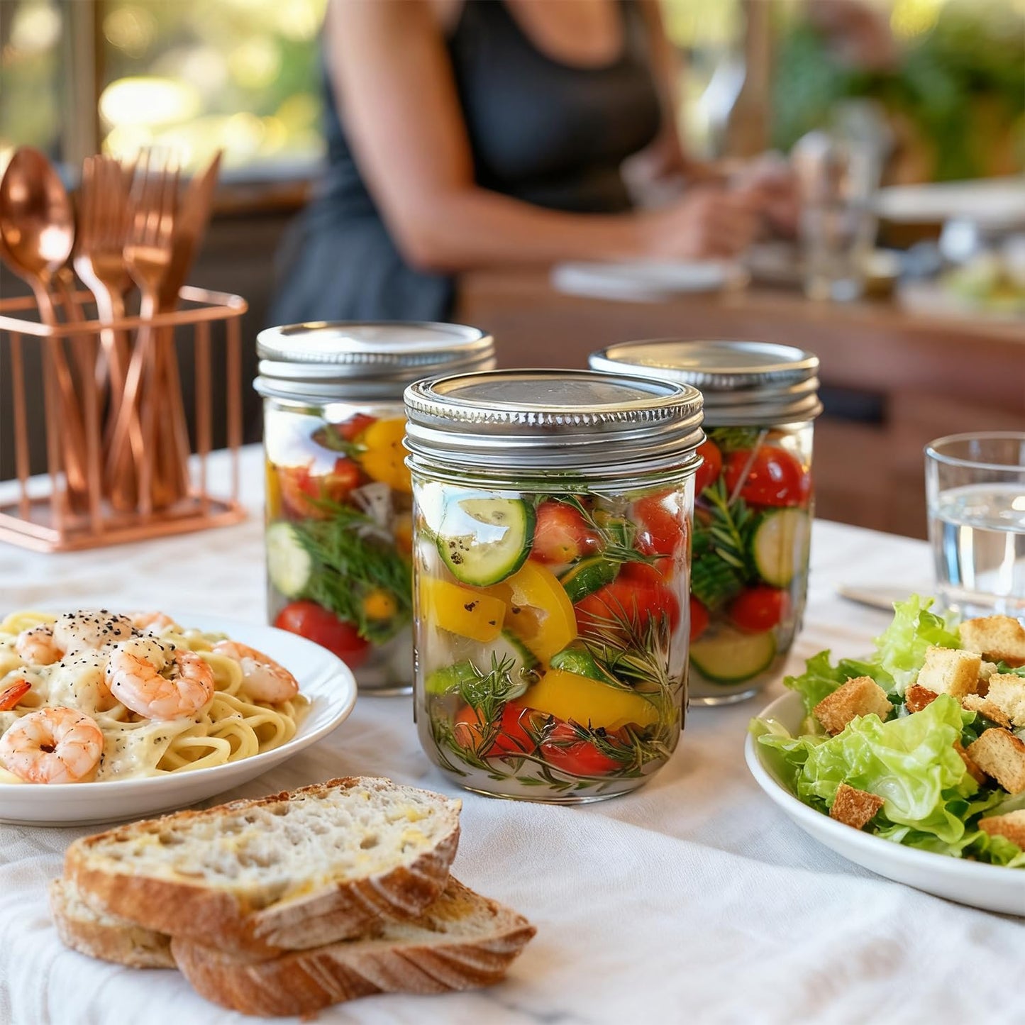 ComSaf Wide Mouth Mason Jars 16oz - 8 Pack, Pint Mason Jars with Lids and Seal Bands, Glass Canning Jars for Pickling, Jam, Jelly, Overnight Oats, Yogurt, Chia Pudding, Salad, Desert, DIY Candles