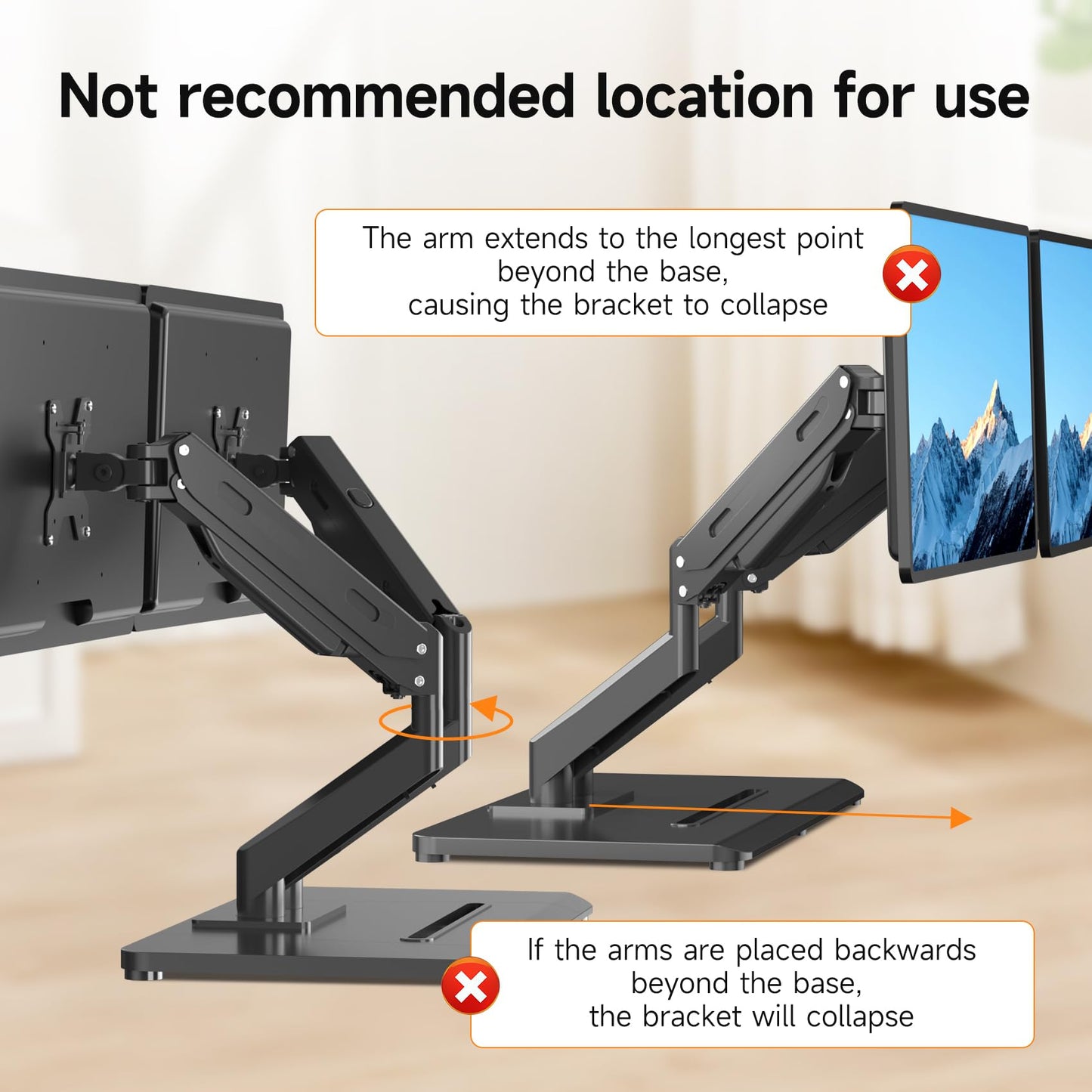 Pholiten Adjustable Dual Monitor Arms with Gas Spring for 17-32 inch Screens,Pneumatic Dual VESA Monitor Mount with Base,Freestanding Full Motion Dual Monitor Desk Stand Holds up to 22 lbs Each. ﻿