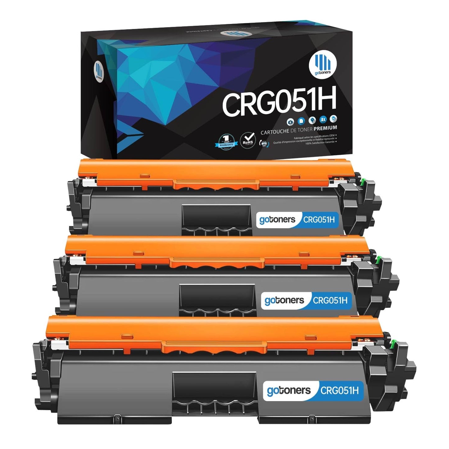 Gotoners Compatible Canon 051 051H Toner (Black, 3-Pack) for Canon MF267dw MF267dw ii MF260 MF260 ii MF269dw LBP162dw LBP160 CRG-051 CRG051