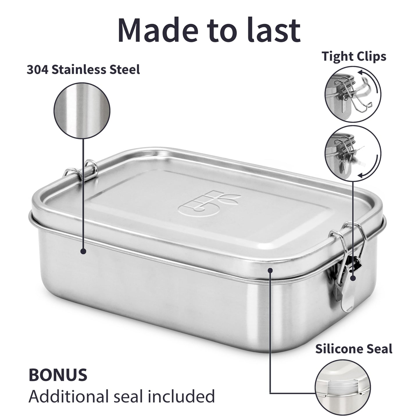 Stainless Steel Lunch Box 1400 ml | Compartment Tiffin Box | Leakproof Lunch Box | Eco Friendly Lunch Boxes for Adults | Lunch Box Adults | Tiffin Box 1400 ml | Sandwich Boxes for Adults | Bambaw