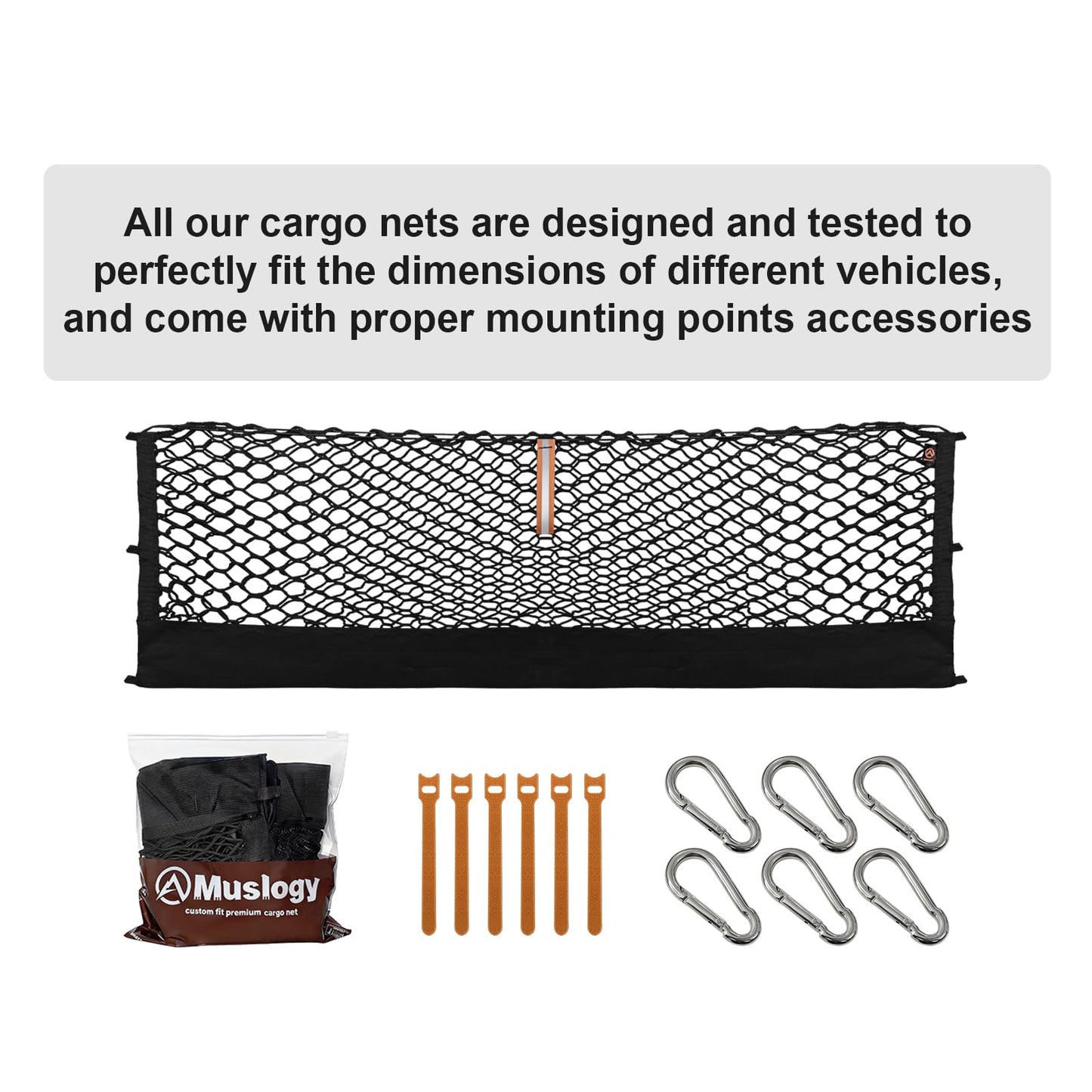 Muslogy Truck Bed Cargo Net Compatible with Chevy Silverado & GMC Sierra 2019-2025 Accessories Storage Organizer Pickup Truck Bed Envelope Style Cargo Net with Heavy Duty Carabiners