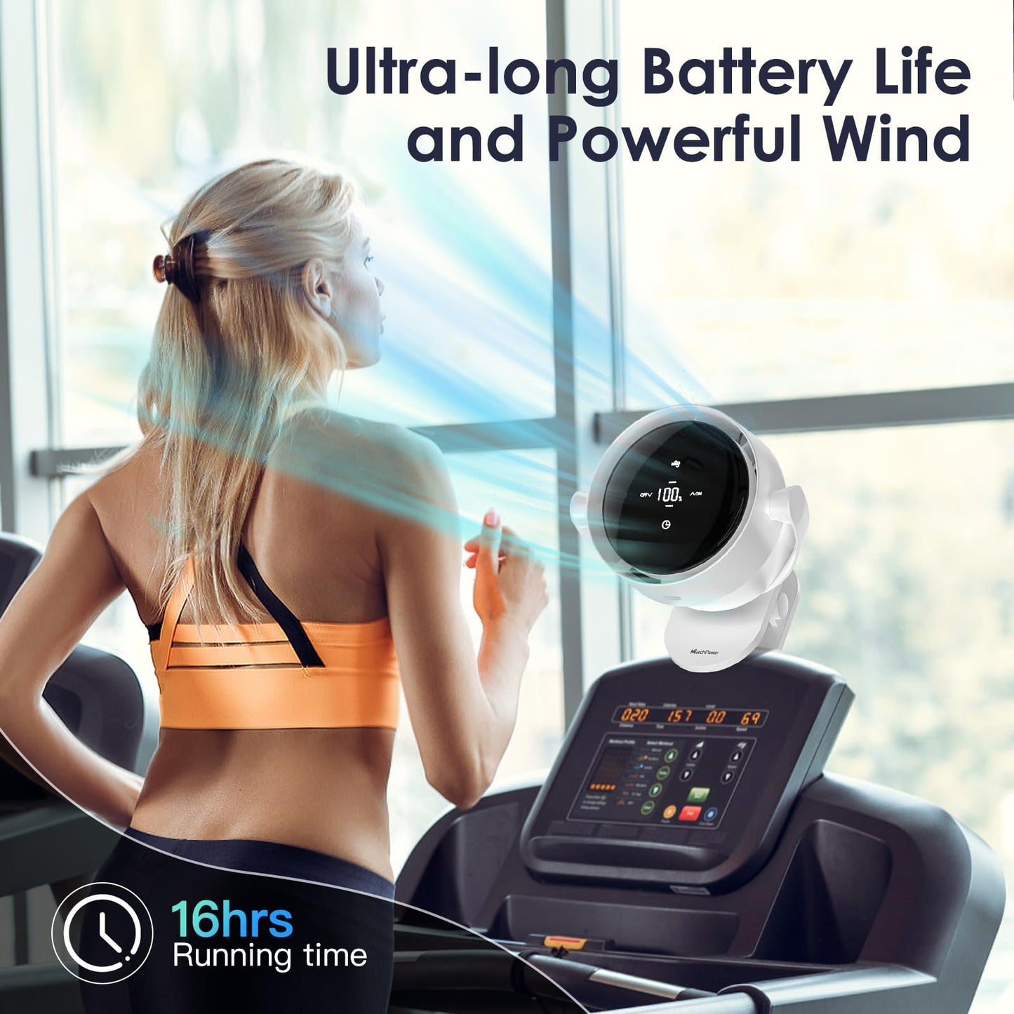 Marchpower Air Circulator Fan,100-Speed & Timer & 720°Tilt Clip on Fan, Quiet Portable Personal Fan, Battery Operated Desk Table Fan for Bedroom Bedside Stroller Office Outdoor Camping