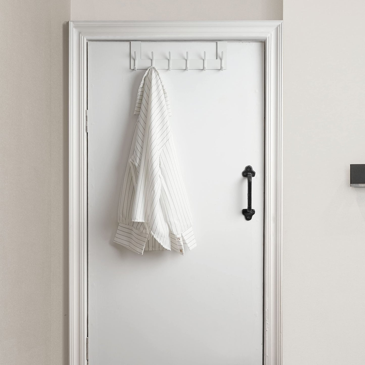 WEBI Over The Door Hook:Over The Door Towel Rack,Door Coat Hanger Towel Hanger Over Door Coat Rack for Hanging Clothes,Hats,Bathroom,White,2 Packs