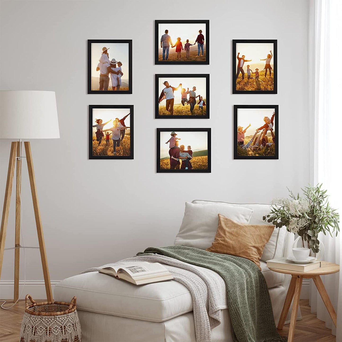 Giftgarden 8x10 Picture Frame Multi Photo Frames Set for Wall or Tabletop Display, 7 Pack, Black