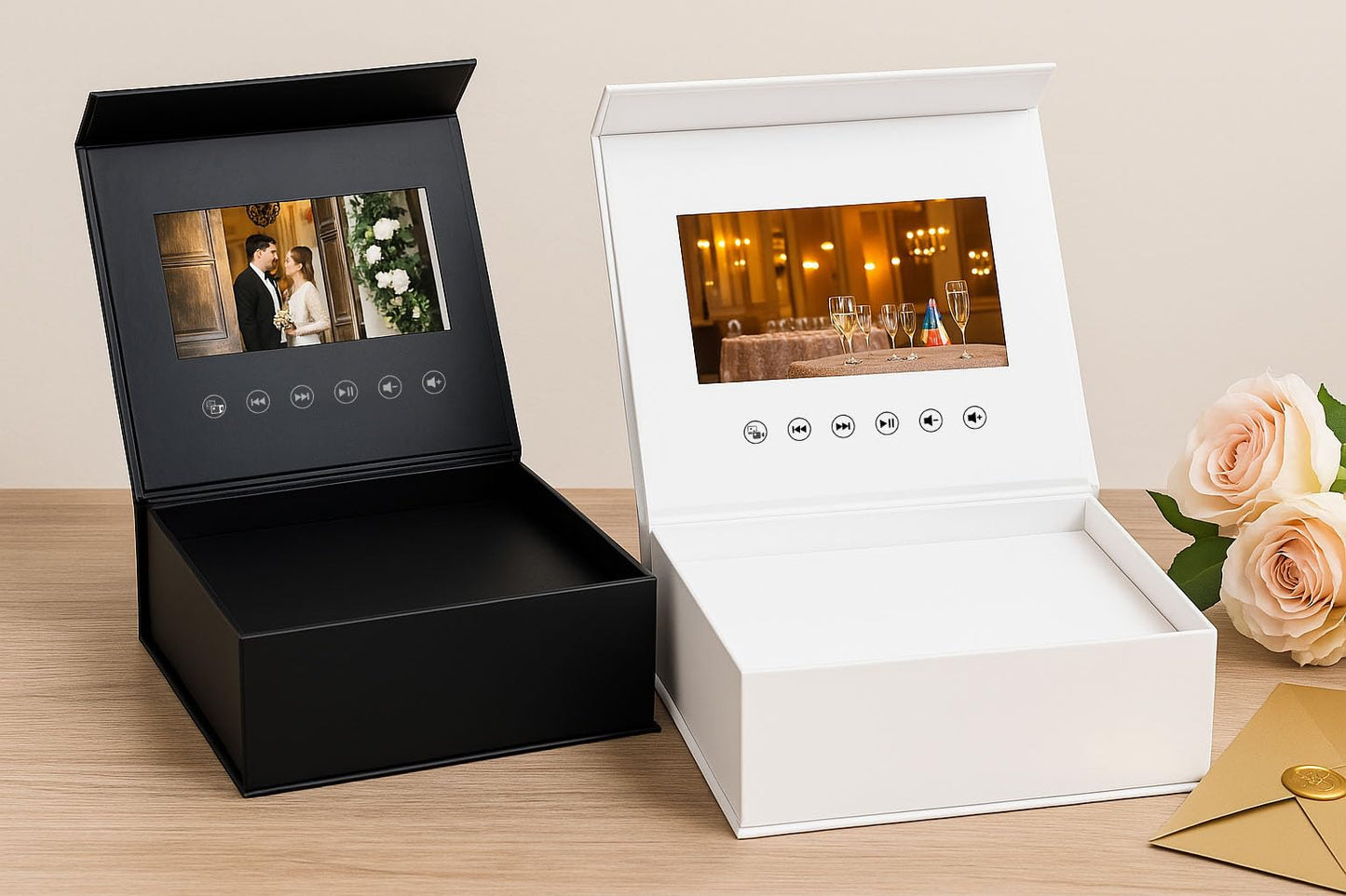 Wedding & Birthday Video Gift Box – 5-Inch IPS Screen, 4GB, Type-C – Custom Magnetic Closure for Personalized Greetings
