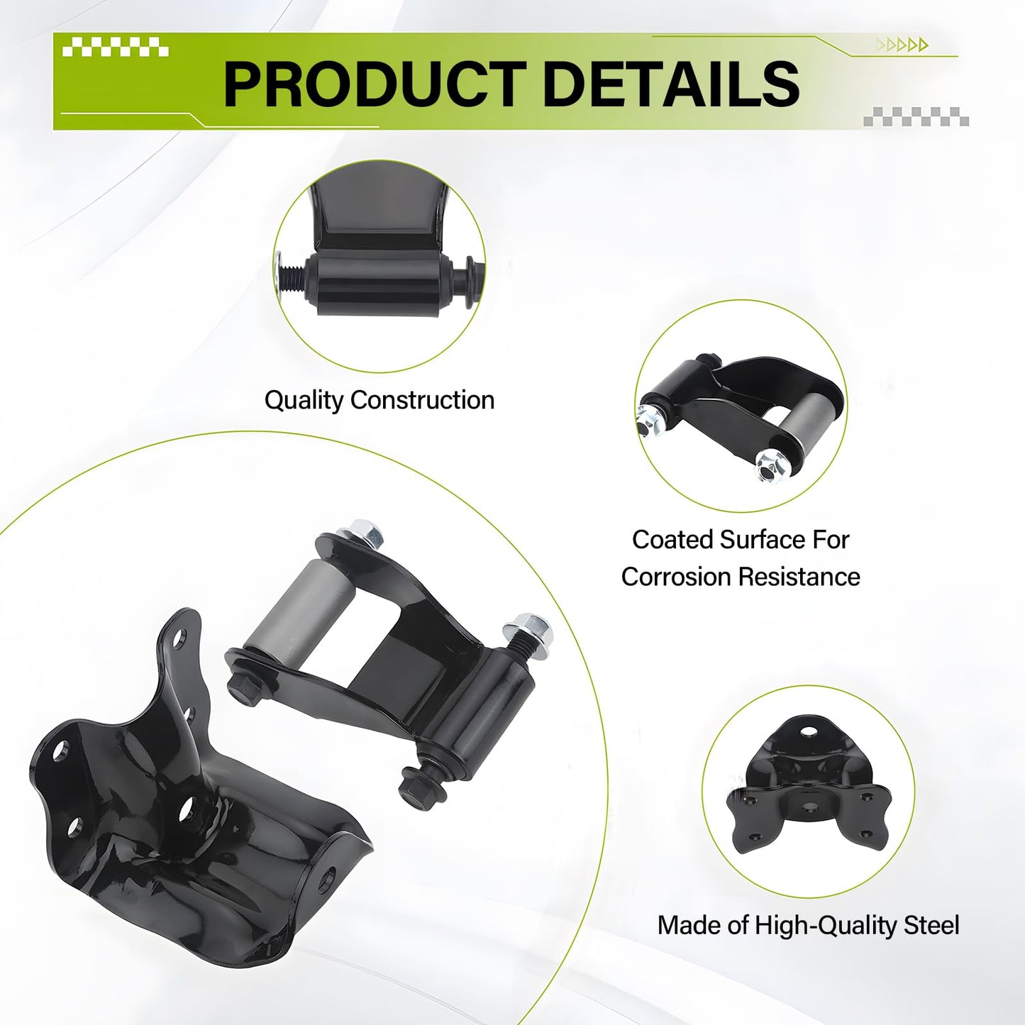 KUNCAIISH Rear Leaf Spring Shackles, Hanger Brackets Repair Kit Fit for 1986-2011 Ford Ranger, Fit for Mazda B2300/B3000/B4000 1994-2010, Fit for Mazda B2500 1998-2001, Replaces#722-001 722-010