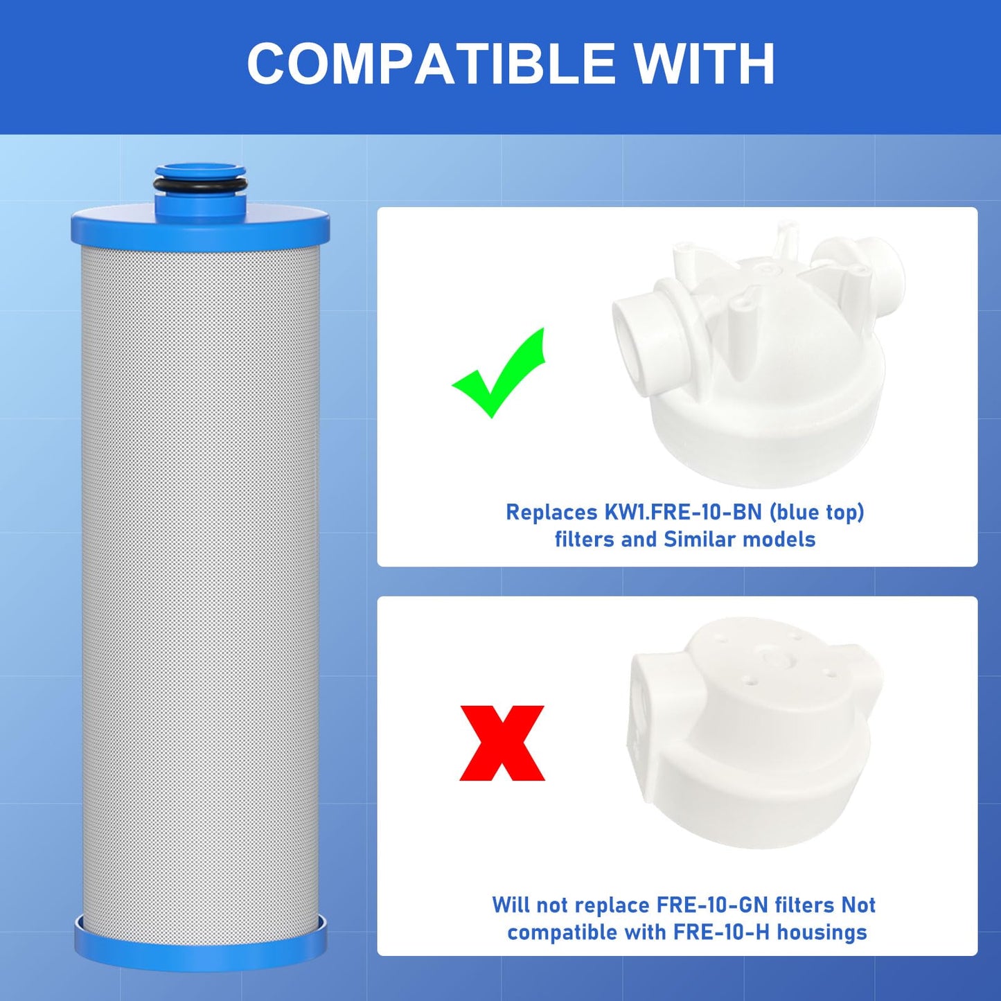Vickmons KW1 RV Water Filter 2.5 x 10" Compatible with RCS/FR1 Housing Replaces KW1 and FRE-10-BN Filtration Systems, 4-Pack
