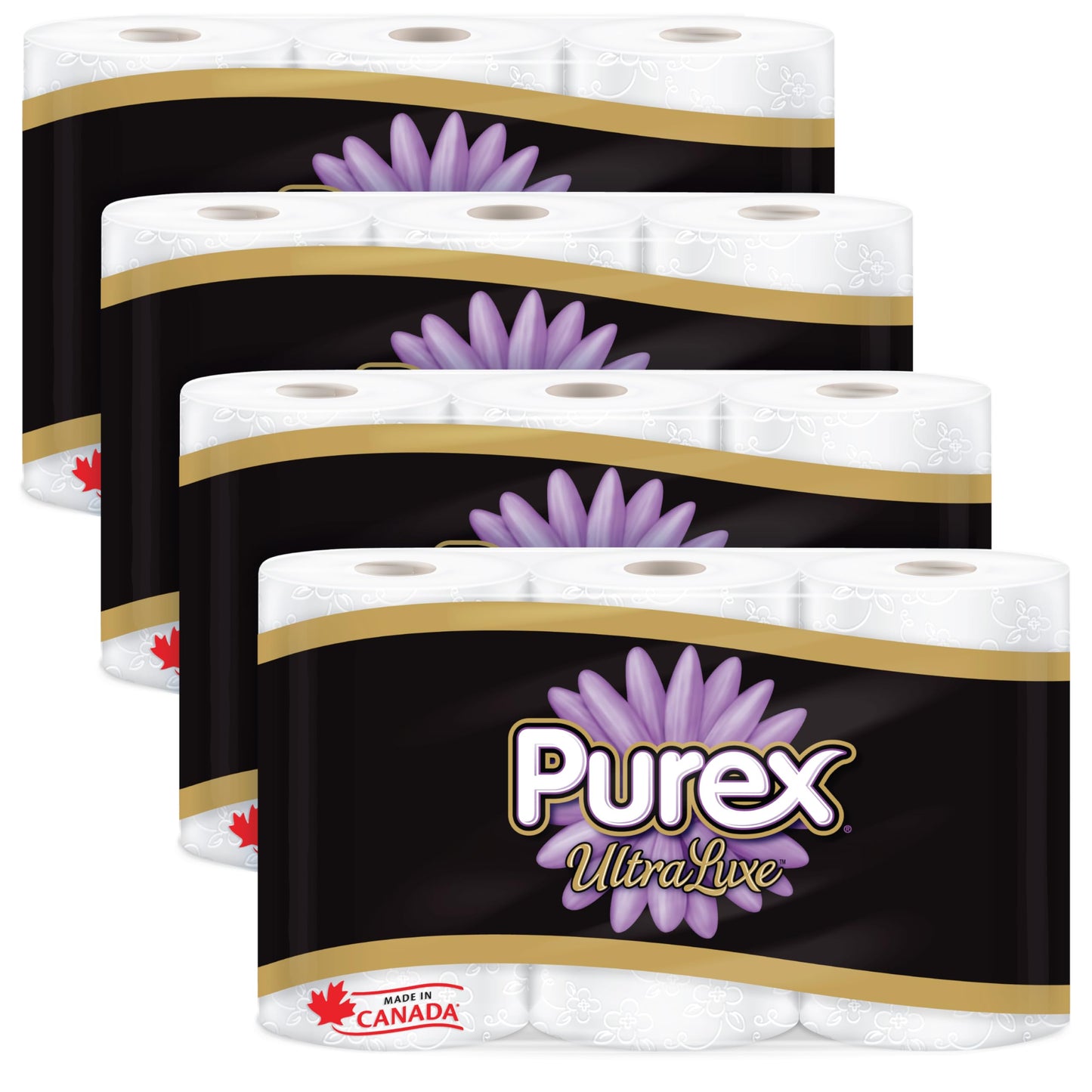 Purex UltraLuxe Luxuriously Soft & Thick Toilet Paper, 4 Packs of 6 Triple Rolls = 72 Single Rolls