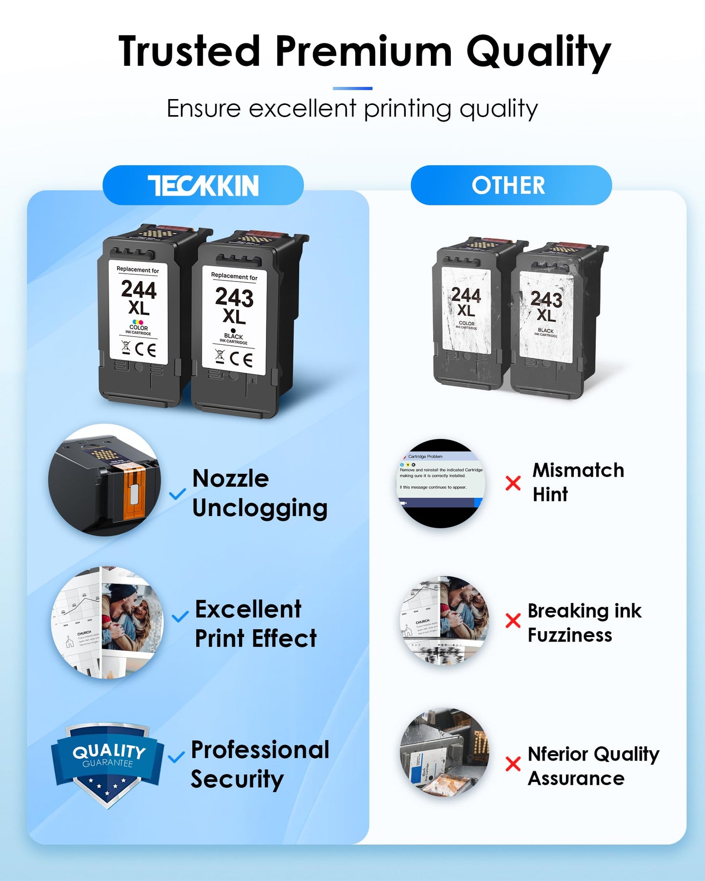 PG-243XL / CL-244XL Ink Value Pack Replacement for 243 and 244 Ink Cartridges Compatible to Pixma TR4520 TR4522 MG2522 MG2520 MX490 MX492 TS3322 TS202 TS302 Printer (1 Black, 1 Tri-Color)