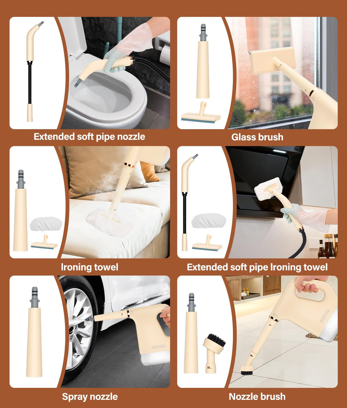 HK Newly Upgraded Handheld Steam Cleaner, 1200W 20s Fast Heating Steam Cleaner with 450ml Visualization Tank, 16-Piece Accessories, for Kitchen, Bathroom, Furniture, Tile, Floor, Car, Sofa, Window