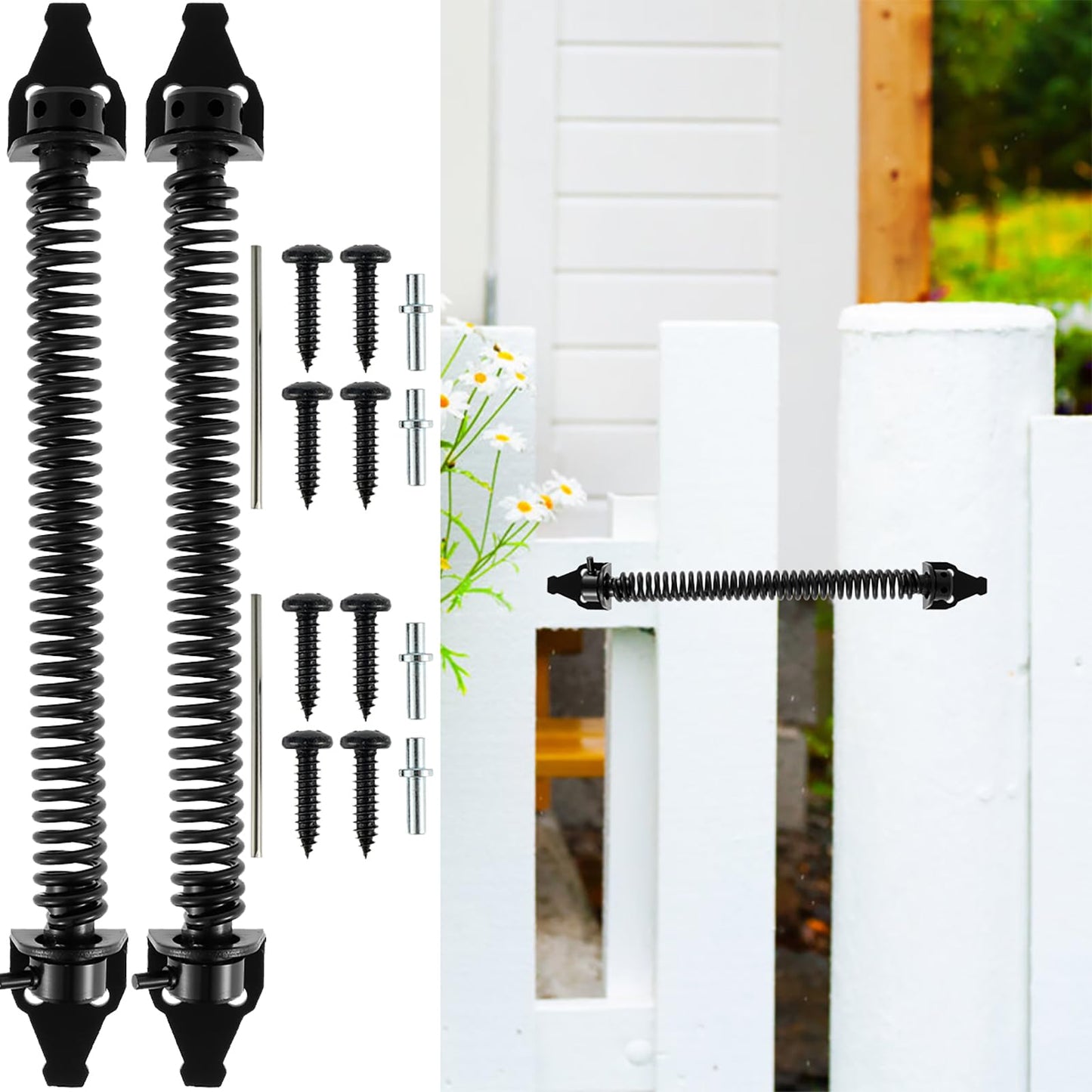 LYDODOKA 2 Pcs 14" Gate Spring Self Closing Latch, Heavy Duty Outdoor Door Automatic Closer, Adjustable Tension Control Gate Hardware for Wood Vinyl Fence