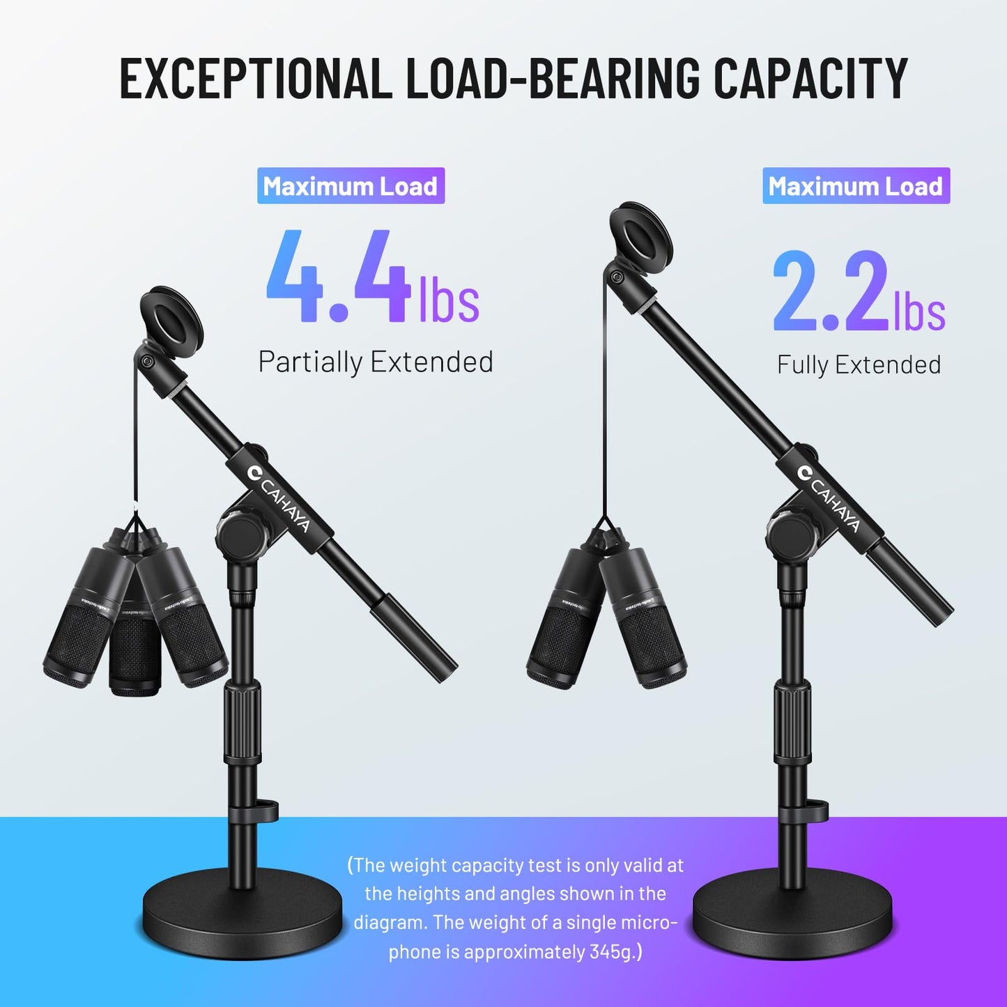 CAHAYA Desktop Microphone Stand with 2 Mic Clips Table Mic Stand with Boom Arm with 3/8" to 5/8" Screw Adapter CY0360