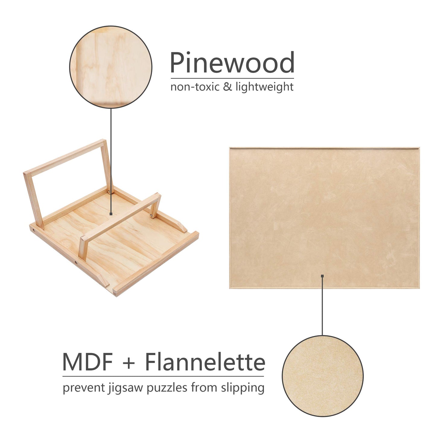 Becko Puzzle Board & Bracket Set/Wooden Puzzle Board Kit/Jigsaw Puzzle Plateau - with Puzzle Board Set for Up to 1000 Pieces