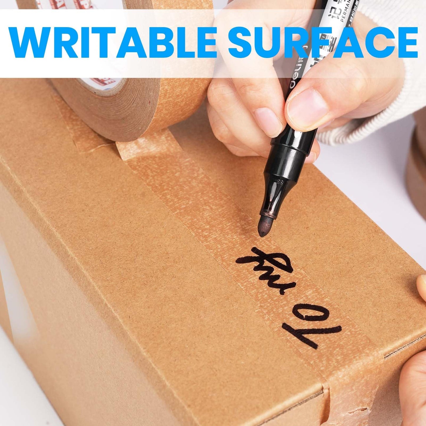 ADHES Kraft Paper Tape 1 Inch x 55 Yards x 12 Rolls, Narrow Packing Tape for Light Duty Sealing, Eco-Friendly Brown Paper Tape, Easy Tear & Writable, for Small Boxes, Labeling & DIY