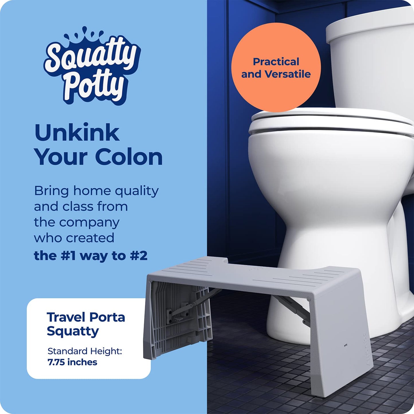 Squatty Potty porta-squatty Stool, 1.8 lb, 7" Single Pack, Foldable