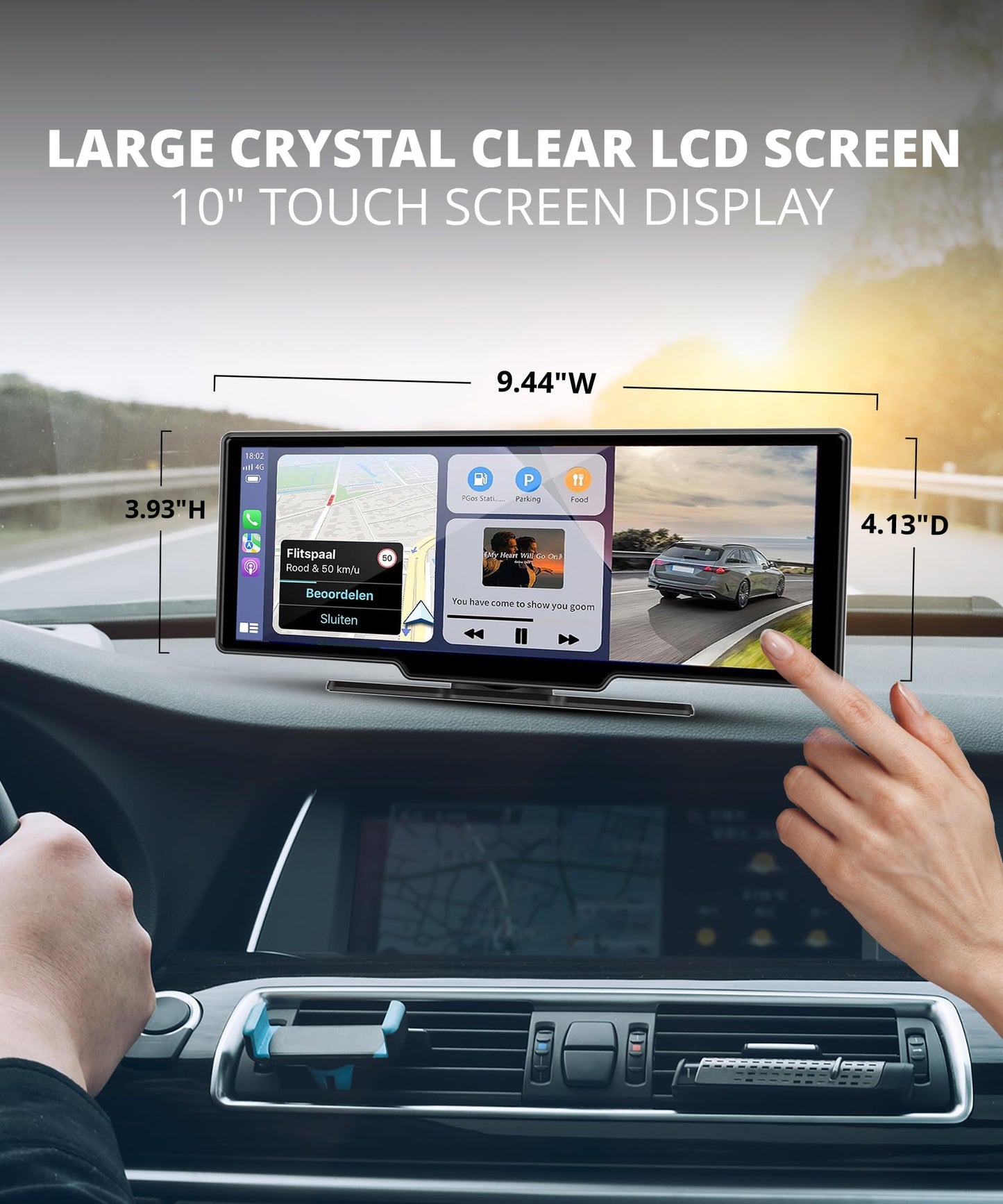 BlackboxMyCar S-Drive 10.26" Android Auto and Apple CarPlay Display with 1080p Front Dashcam, 1080p Backup Camera for Car, Bluetooth, AUX, FM, Mirror Link, 64GB microSD Card Included