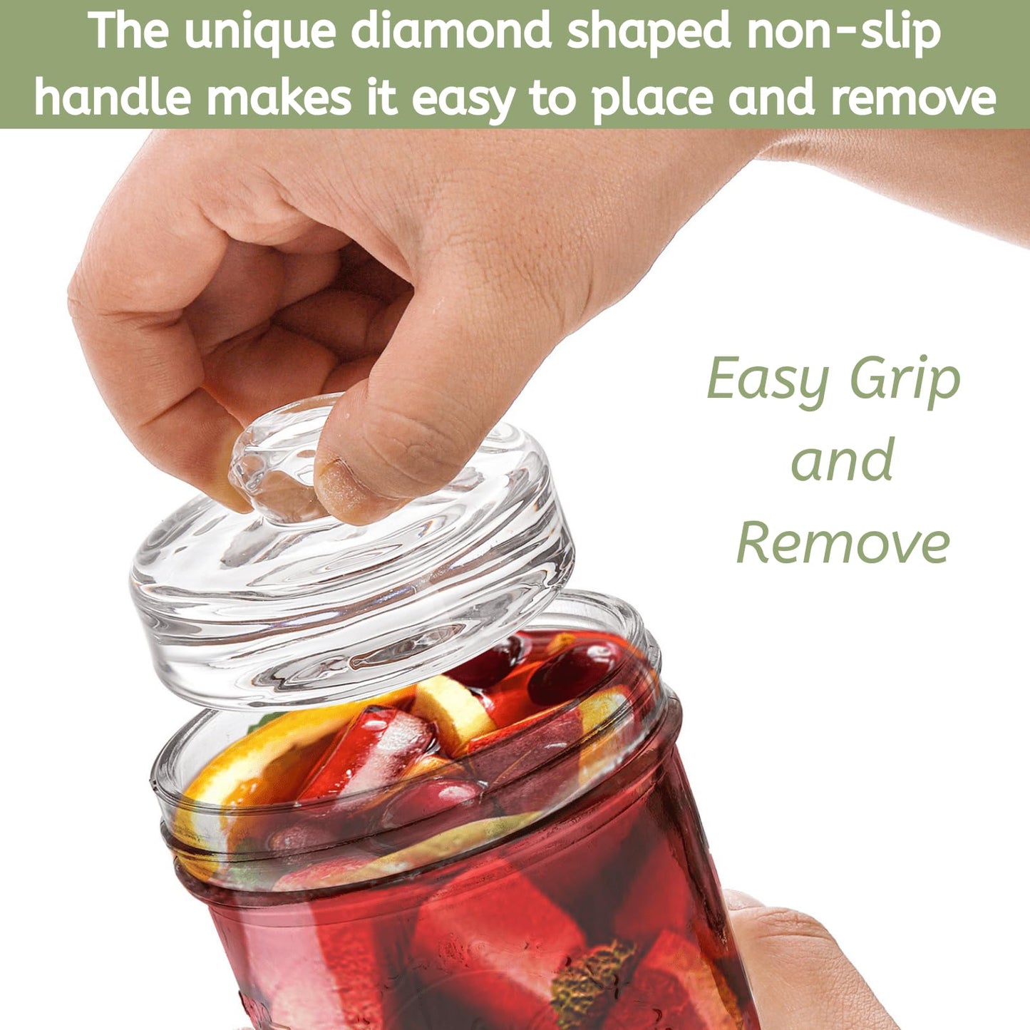 YOUEON 9 Pack Fermentation Glass Weights with Easy Grip Handles for Wide Mouth Mason Jars, Pickling Jars, Glass Fermentation Weights for Fermenting Kit, Sauerkraut, Kimchi and More
