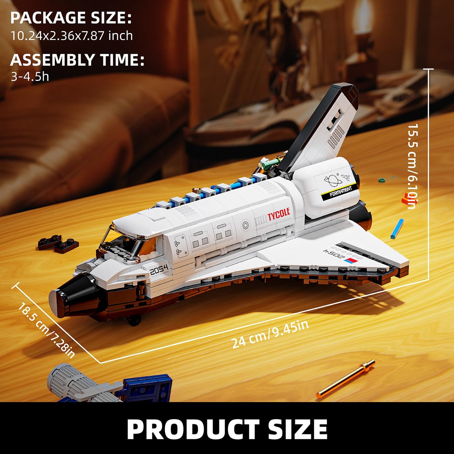 TYCOLE City Space Shuttle Building Toy Set -Translucent Classic Spaceship Building Block Kit with Stretchable Satellite Model,Home or Office Decor,Gift Idea for Adults&Kids Ages 8 and Up (536PCS)