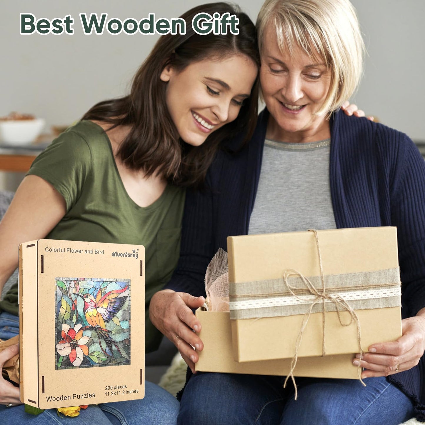 Qiuenisray Wooden Puzzles for Adults 500 Pieces, Hummingbird Flower Jigsaw Puzzles, Unique Shape Adult Puzzles, Irregular Christmas Thanksgiving Gifts for Family Friend(15.9 * 15.9 in)
