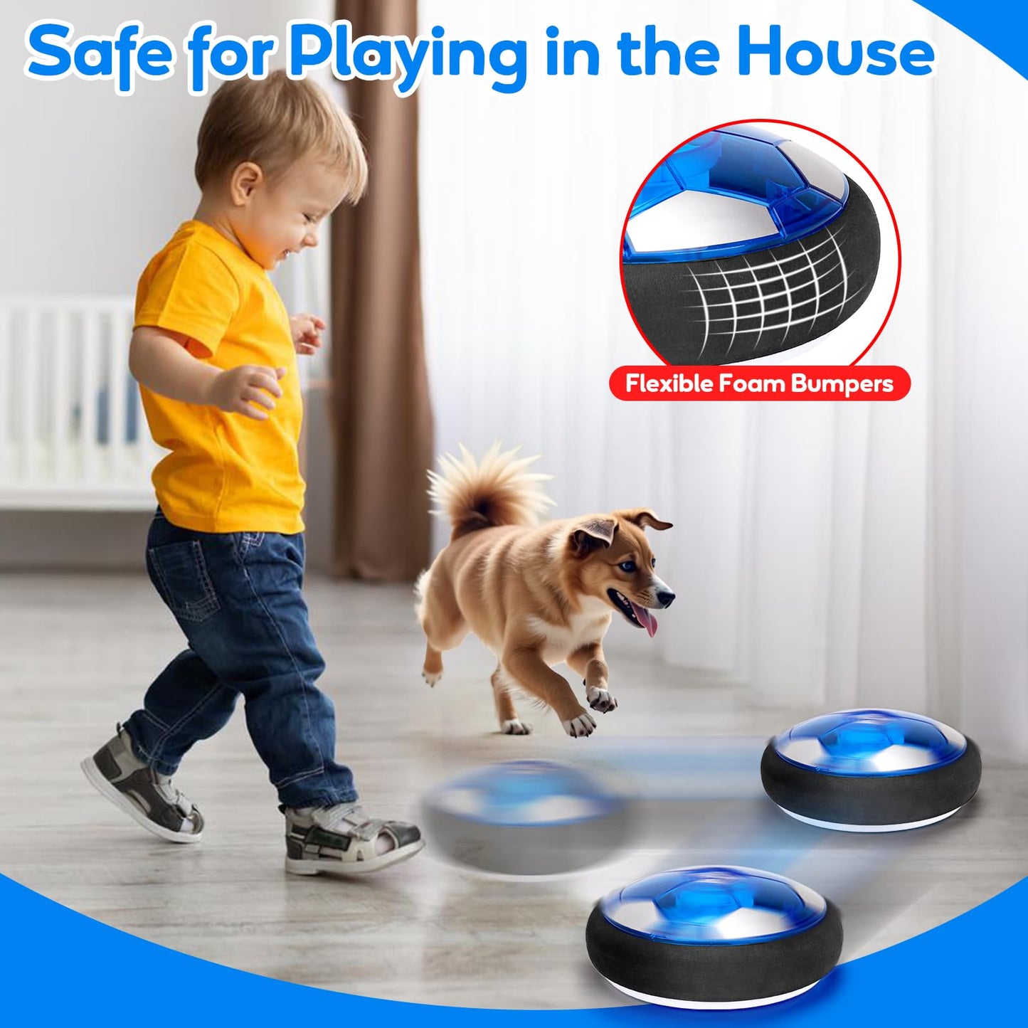 3 in 1 Hover Soccer Ball Toddler Hockey Set with LED Lights Indoor Toys for Kids Soccer Gift for Boys 6-8 8-12 Kids Sports Soccer Games 3 4 5 6 7 8 9 10 Year Old Boy Gift Ideas Birthday Gift