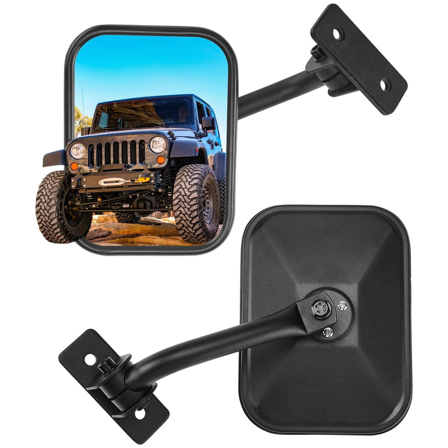 JOYTUTUS Mirrors Doors Off Compatible with Wrangler TJ JK JKU 1997-2018, Easy-Install Side View Mirrors, No Vibration & Wobble, Does Not Fit on Doors