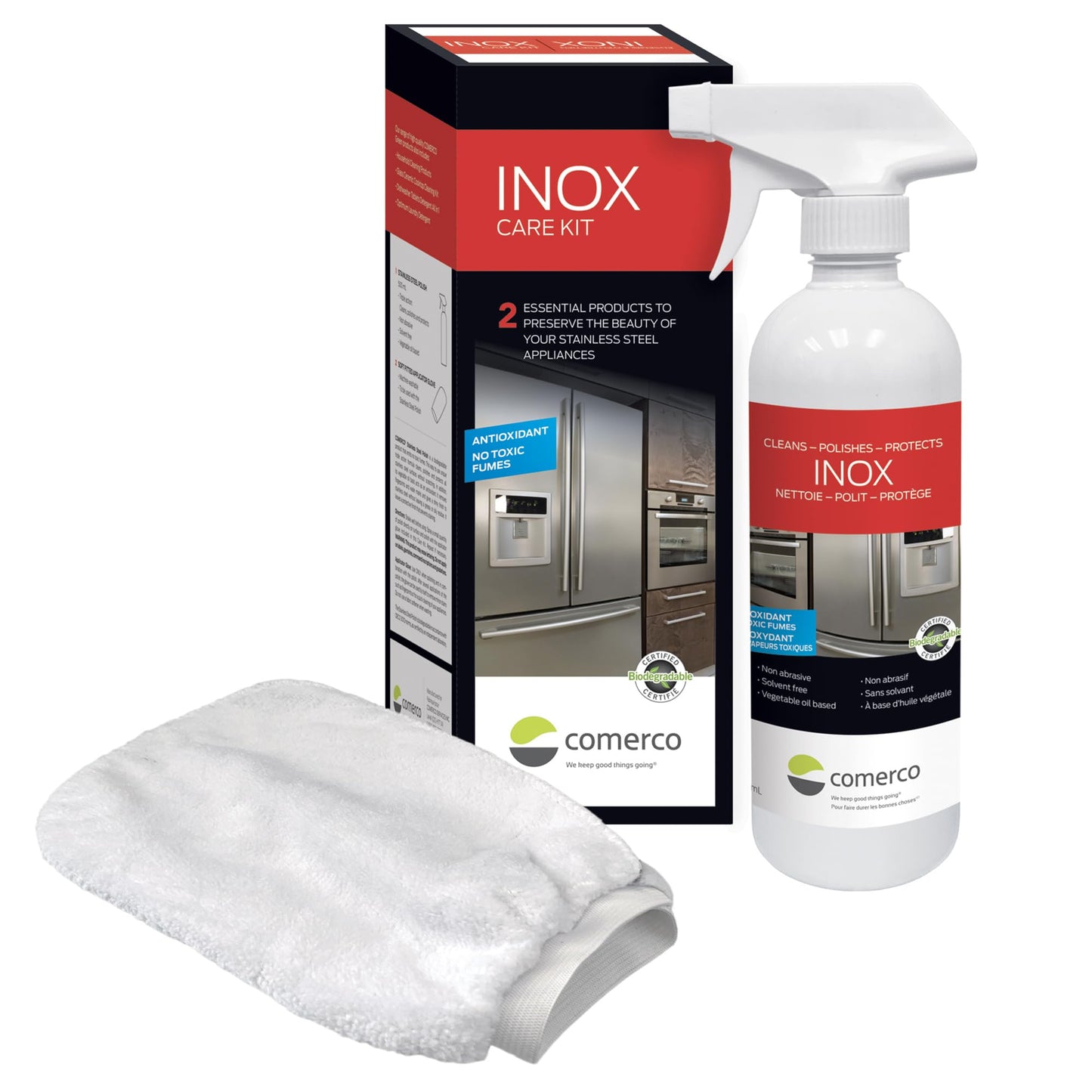 Stainless Steel Care Kit INOX, Biodegradable *Bonus Applicator Glove*