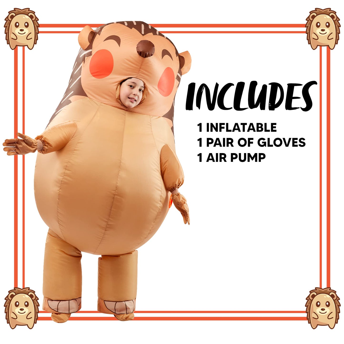 Spooktacular Creations Hedgehog Inflatable Costume for Kids, Full Body Inflatable Costume for Halloween Costumes Party