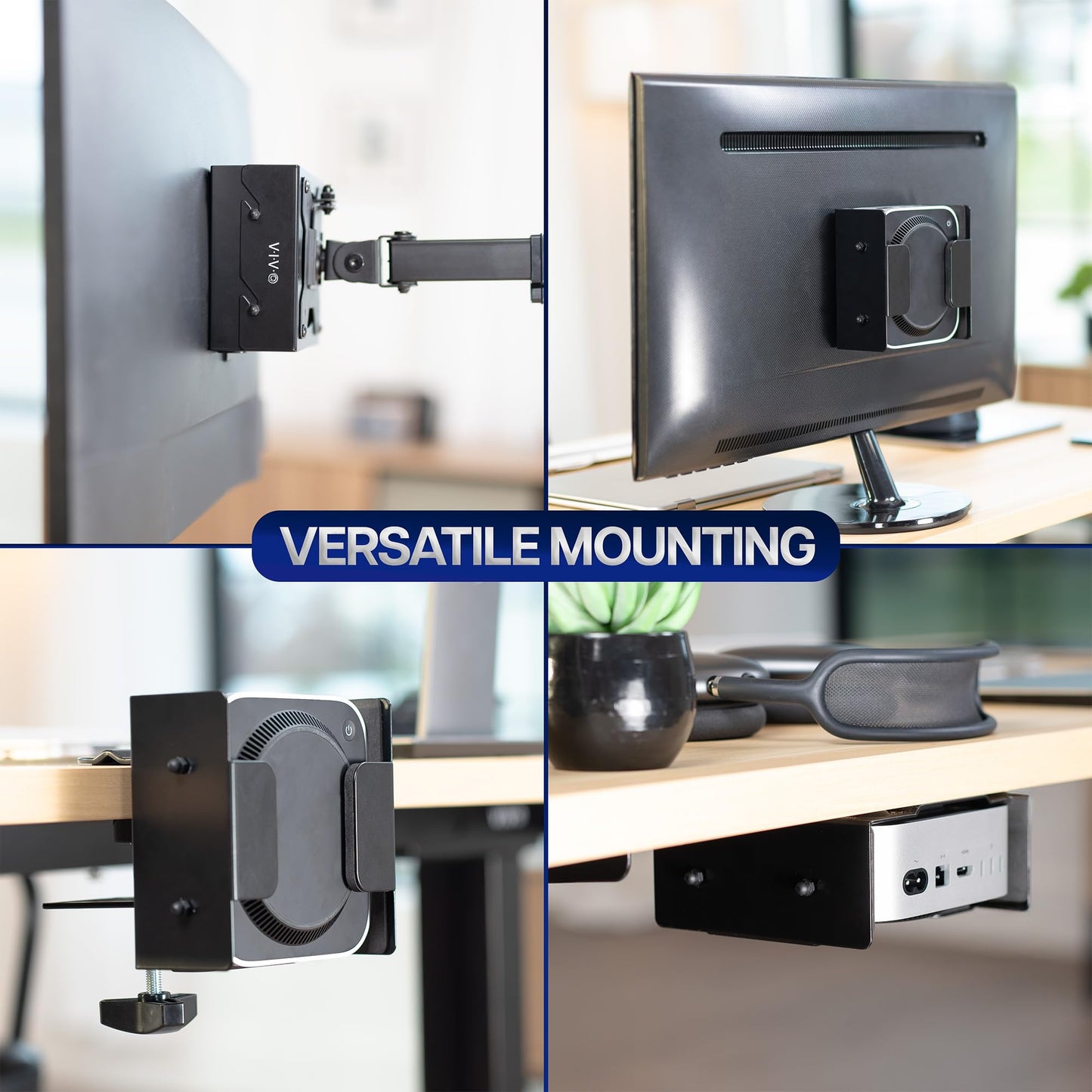 VIVO Behind Monitor VESA Mount Designed for Mac mini M4 and M4 Pro Model, (2024), Desk Clamp Option, Black, MOUNT-MINI24