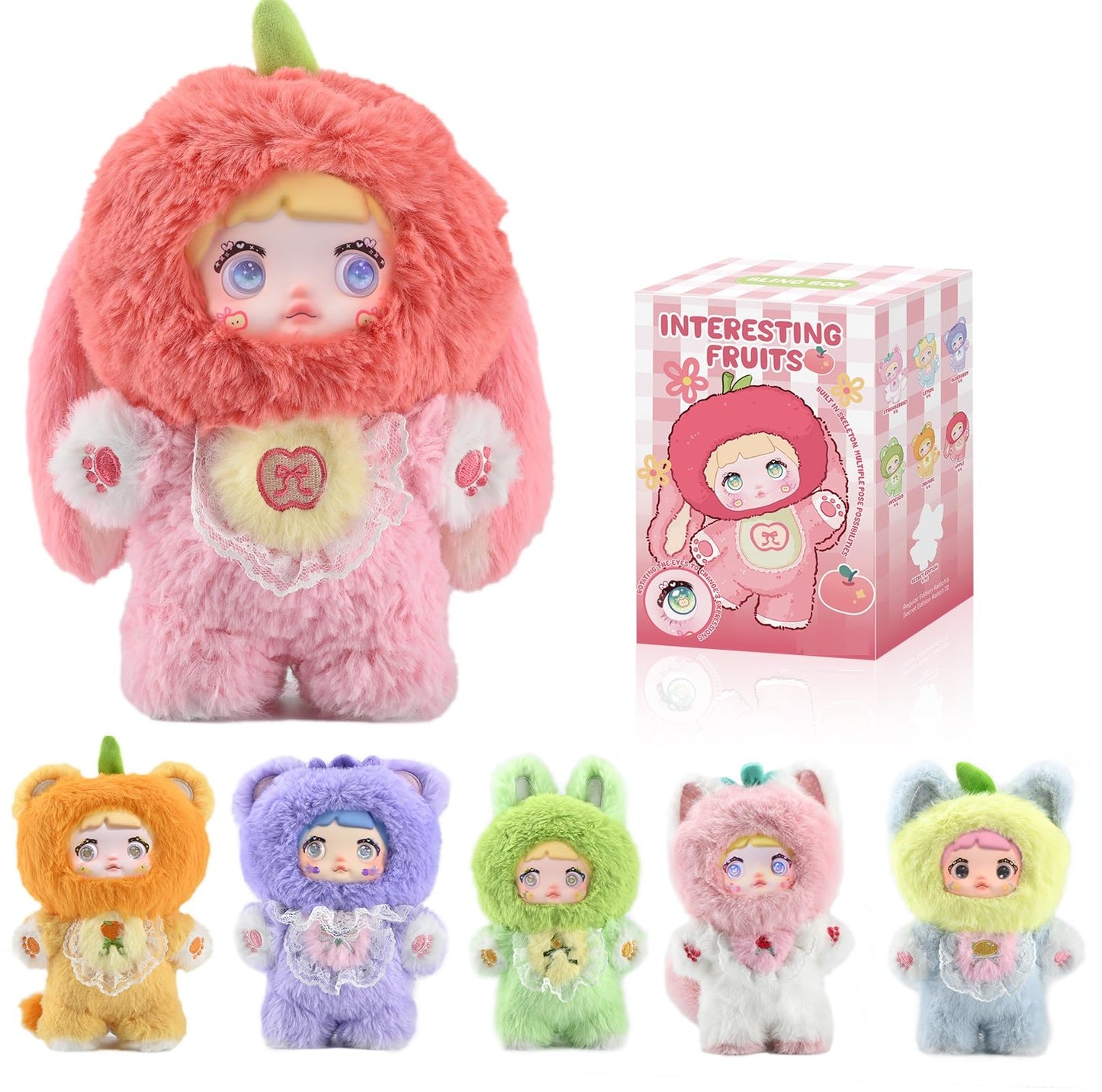Blind Box Interesting Fruits Series Plush - 3 Expressions Adorable Mystery Plush Toys for Collectors - 7.1IN Random Surprise Doll with Unique Designs, 1PCS (Upgrade Packaging)