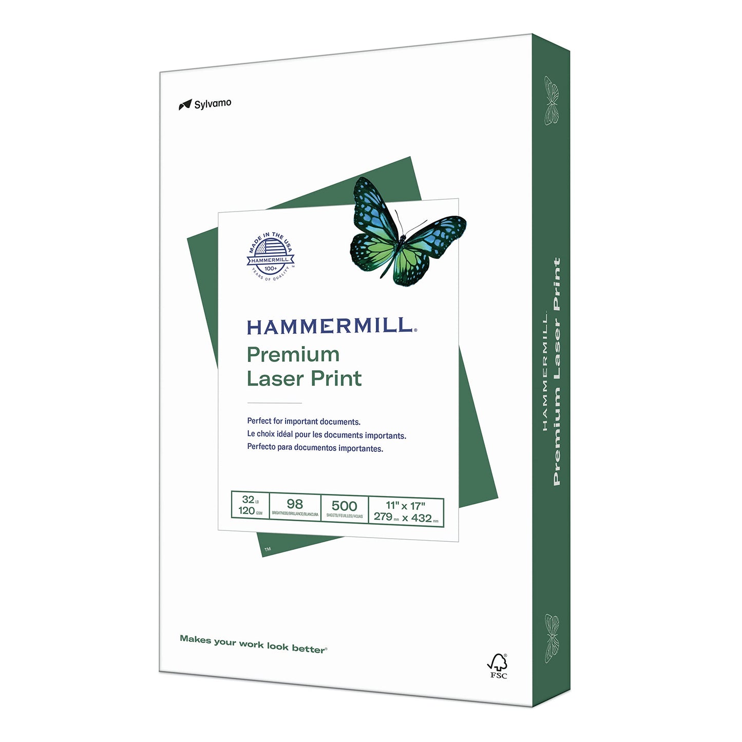 Hammermill Printer Paper, Premium Laser Print 32 lb, 11 x 17 - 1 Ream (500 Sheets) - 98 Bright, Made in the USA