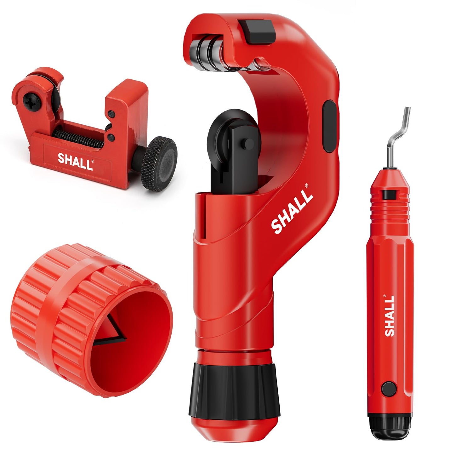 SHALL Tubing Cutter Tool, Heavy Duty Pipe Cutter 3/16"-2" OD, Mini Tube Cutter 1/8"-7/8", Steel Pipe Cutter for Metal, Copper, Aluminum, Conduit, PVC Pipes, Cutting & Deburring Tools for Professionals