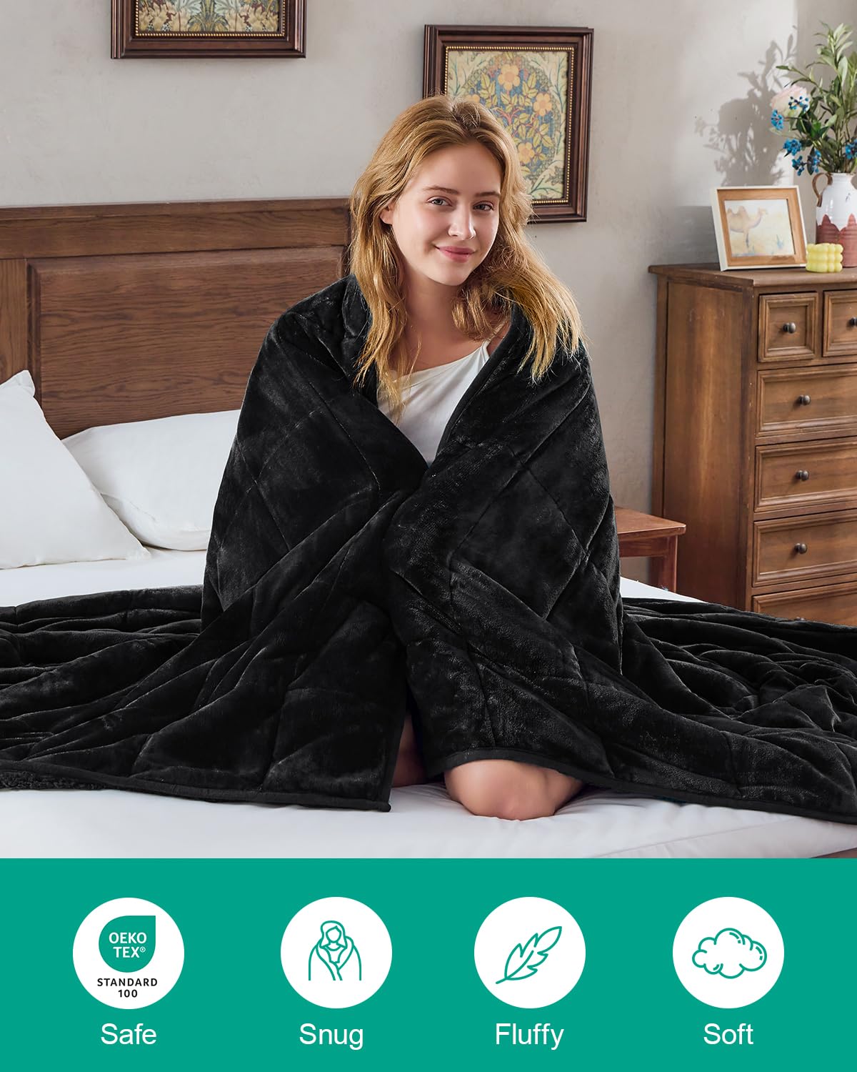 Super Soft Fuzzy Sherpa Fleece Weighted Blanket, 15 lbs Dual Sided Fluffy Heavy Weighted Blankets for Adults - No Bunching with Double Layers of Soft Inner Lining (60"x 80", 15 Pounds)