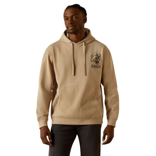 ARIAT Men's Drinking Buddies Hoodie, Beige, Small