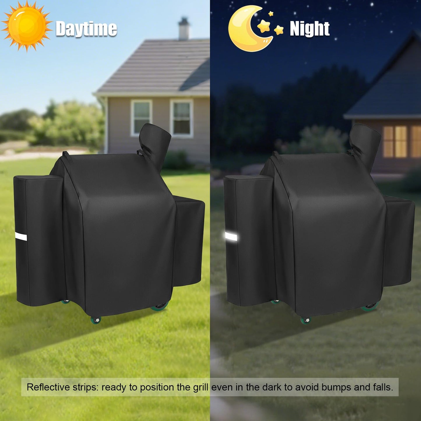 QuliMetal Grill Cover for Green Mountain Daniel Boone Prime WiFi Grills and Green Mountain Grill Ledge Model, Full Length GMG Daniel Boone Smoker Cover, 600D Fabric, Black