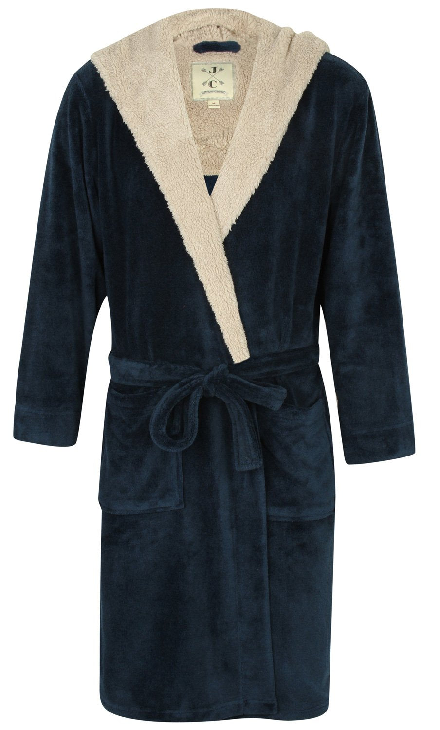 John Christian Men's Hooded Fleece Robe, Blue Marl, Blue, Medium
