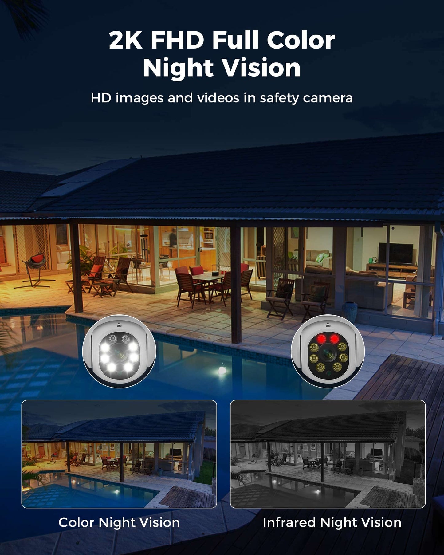 2K Wireless Security Camera Outdoor Pan Tilt Digital Zoom Camera With Floodlight,Motion Tracking,3MP 2.4G WiFi Camera,Light Alarm,Color Night Vision,PC&Mobile Remote View,Two-Way Audio Security Camera