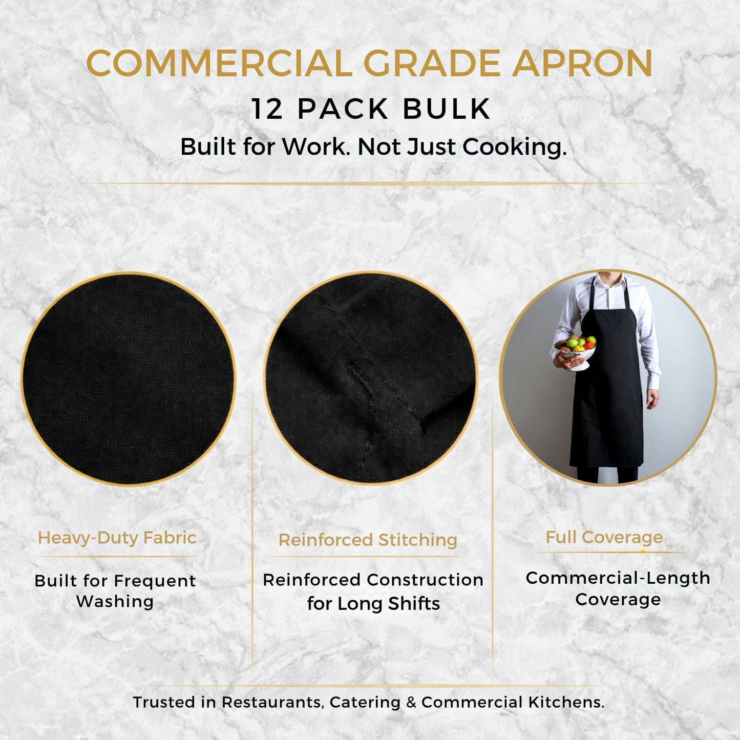 Gala Houseware 12 Pack Bib Aprons Bulk, Black, Extra Large 34"×30", Sublimation Blank Aprons for Men & Women, Heavy-Duty Kitchen Chef Aprons with Extra Long Ties for Restaurant, BBQ & Crafts